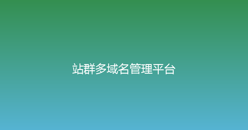 站群多域名管理平台 封面图
