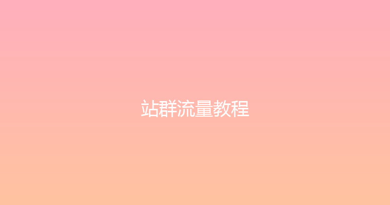 站群流量教程 封面图