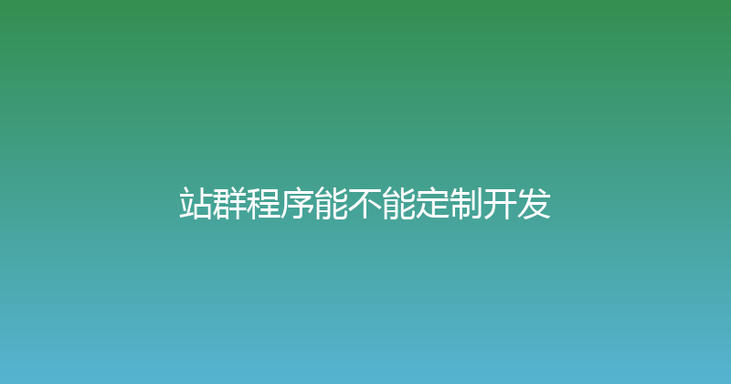 站群程序能不能定制开发 封面图