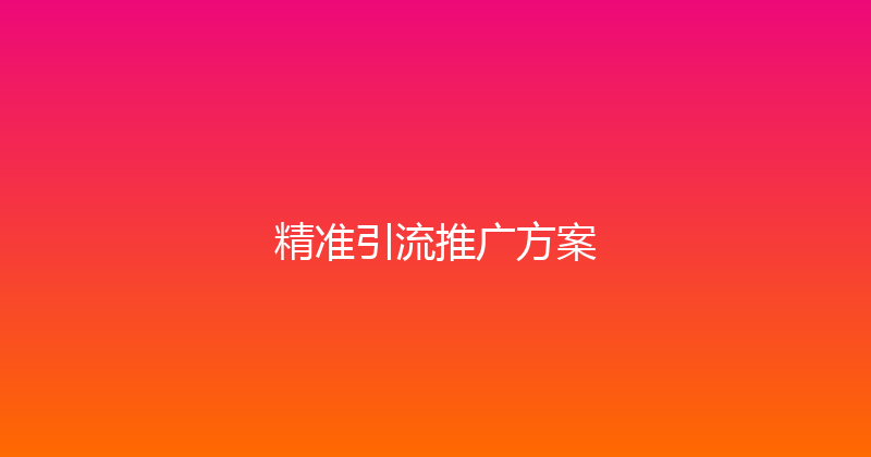 精准引流推广方案 封面图