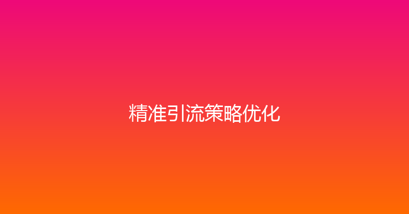 精准引流策略优化 封面图