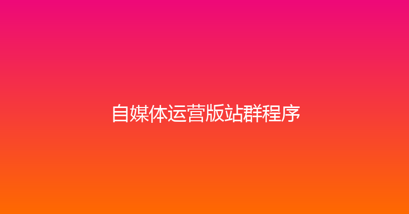 自媒体运营版站群程序 封面图