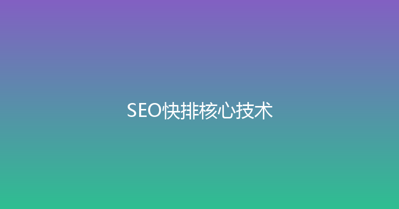 SEO快排核心技术 封面图